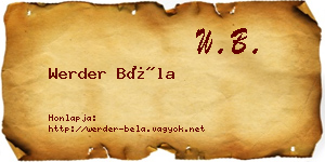 Werder Béla névjegykártya